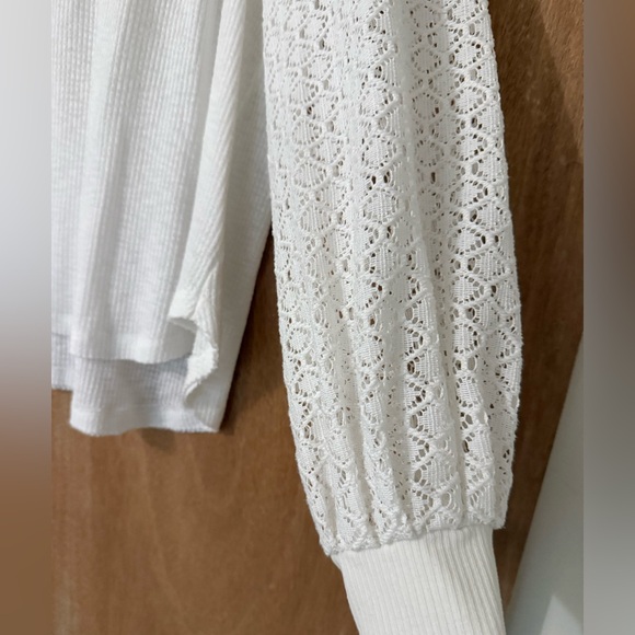 Free People Sweetest Thing White Embroidered Lace shirt Cottagecore romantic M - Picture 6 of 11